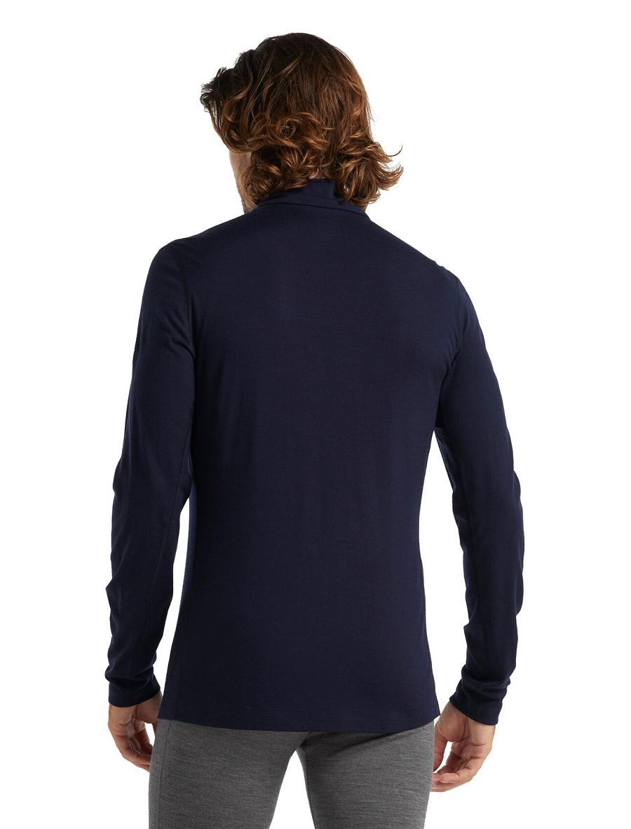 Men's Icebreaker Merino 200 Oasis Long Sleeve Half Zip Thermal Top Base Layers Midnight Navy | CA 1588FDNM